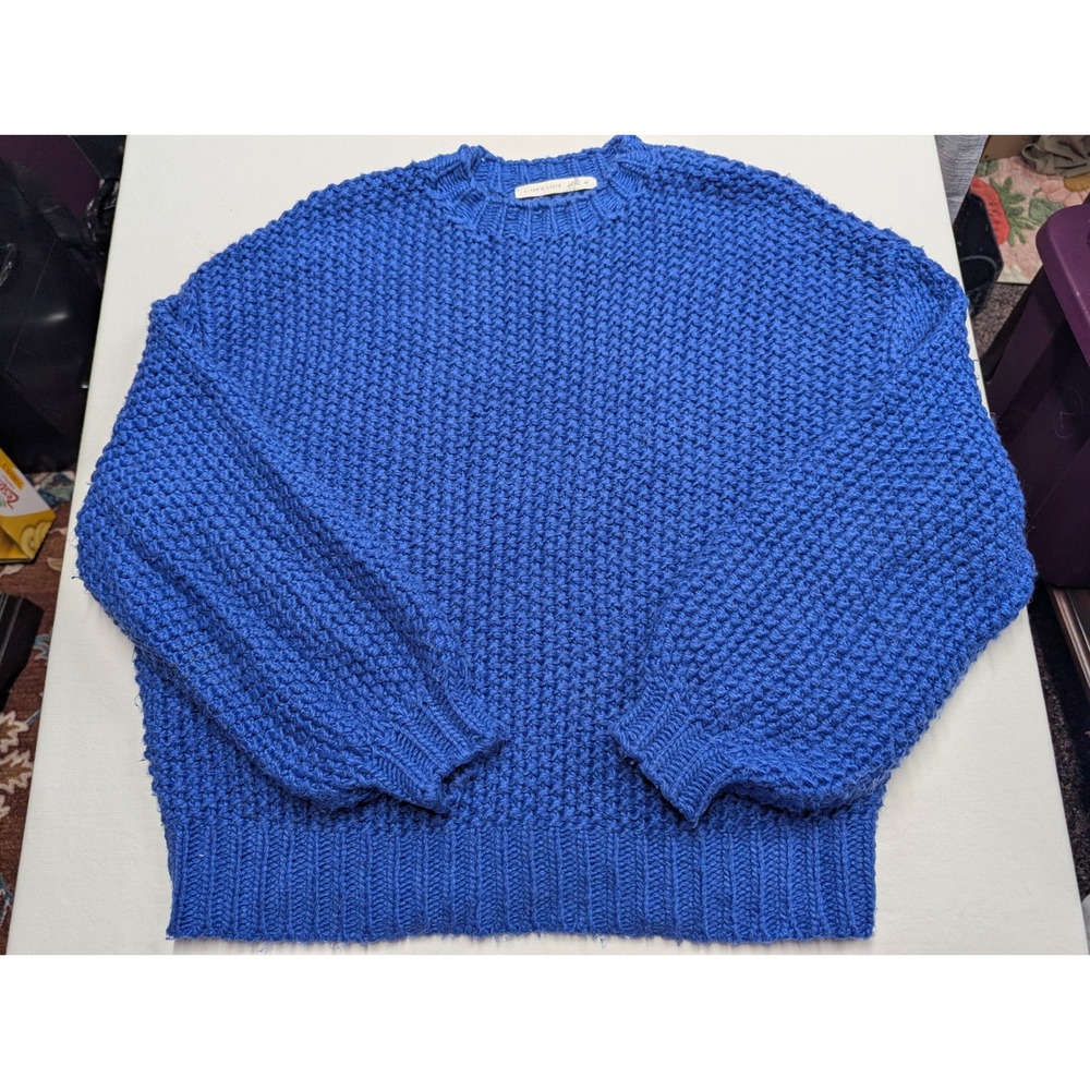 Altar'd State Womens Royal Blue Chunky Popcorn Knit Oversized Sweater Size M
